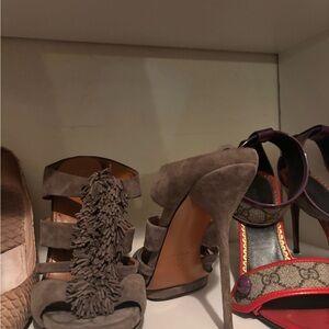Women's Taupe Suede High Heel Sandals